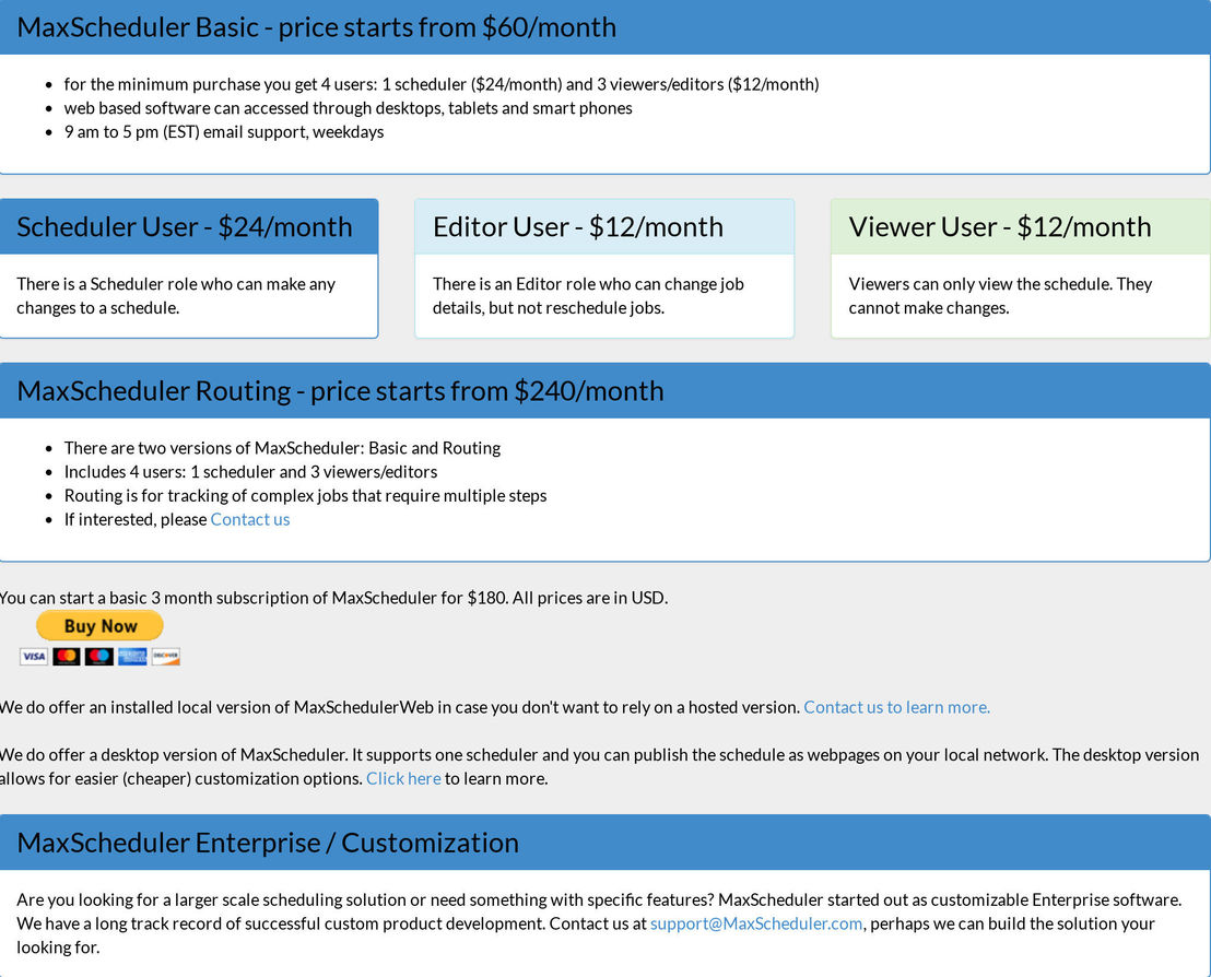 maxscheduler pricing