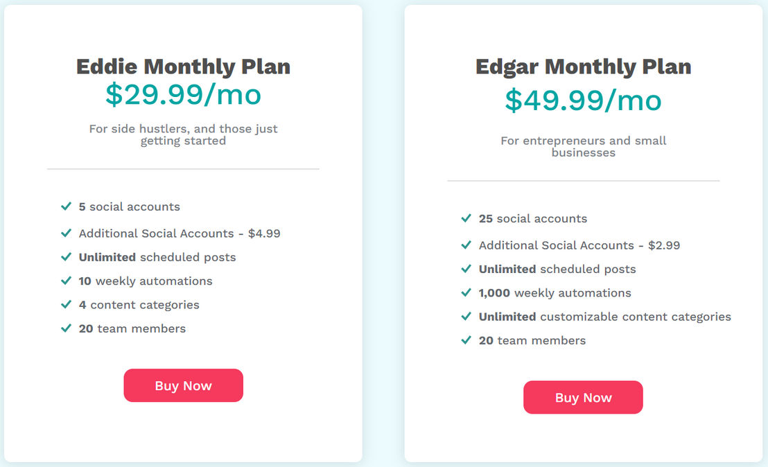 MeetEdgar pricing