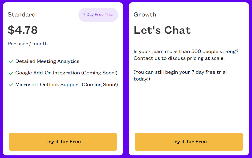 Meeting Cost Calculator pricing