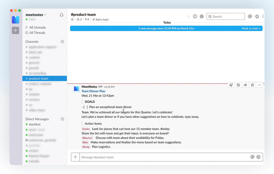 MeetNotes in Slack