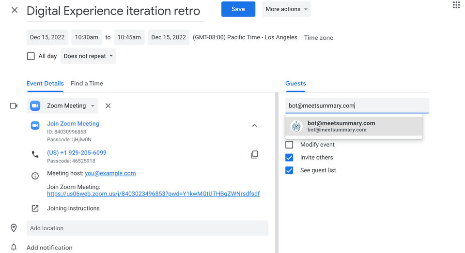 Invite Meetsummary