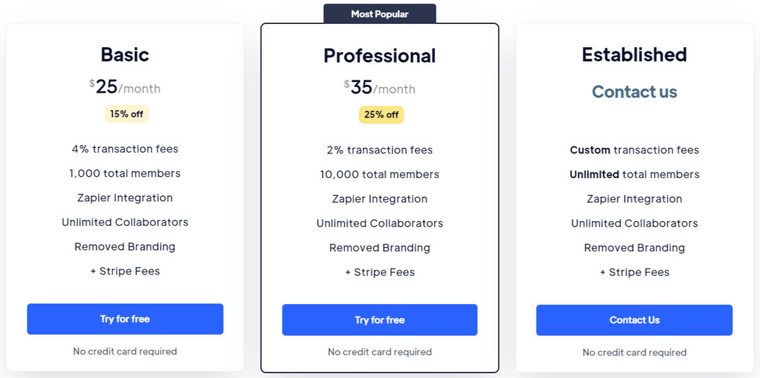 MemberStack pricing