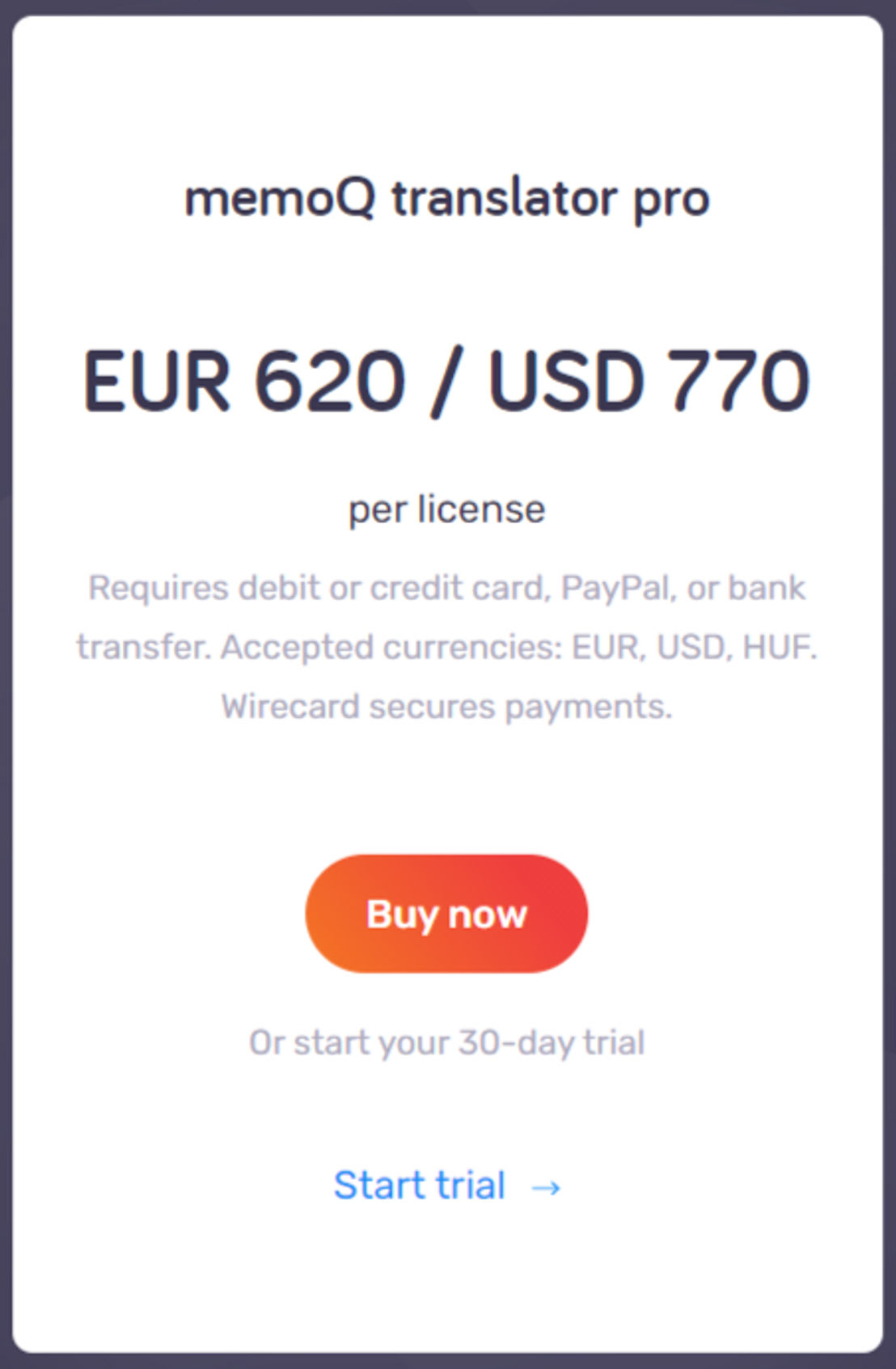 memoq-translator-pro pricing