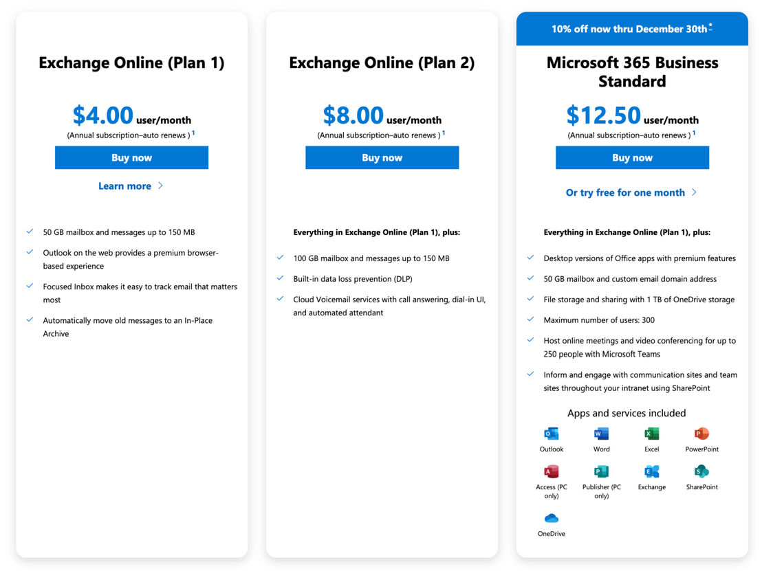 Microsoft Exchange Server pricing