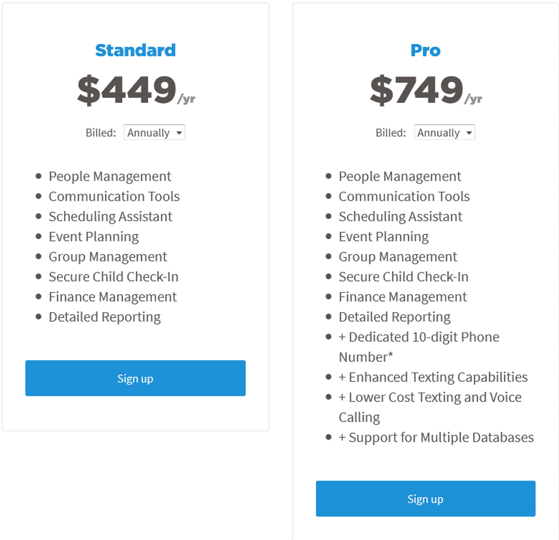 ministry-tracker pricing