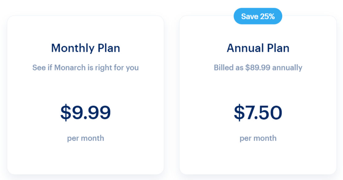 Monarch Money pricing