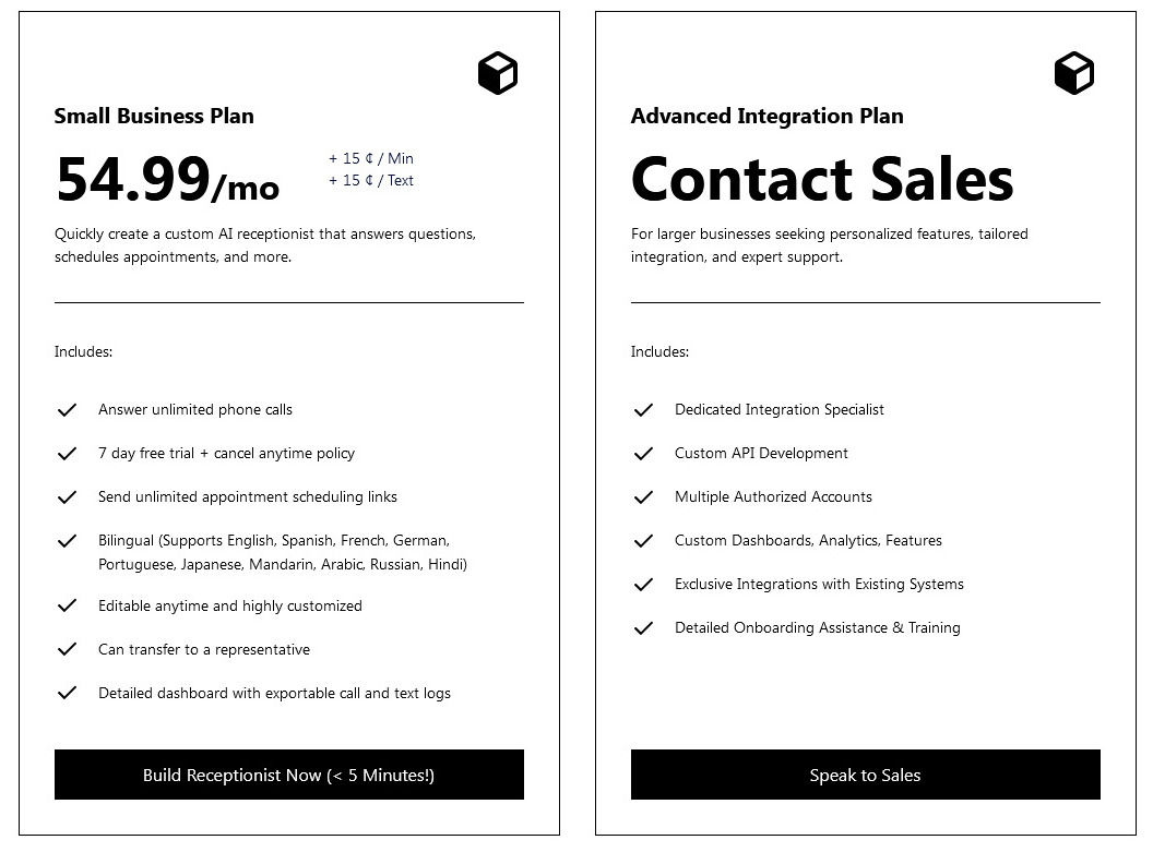 My AI Front Desk pricing