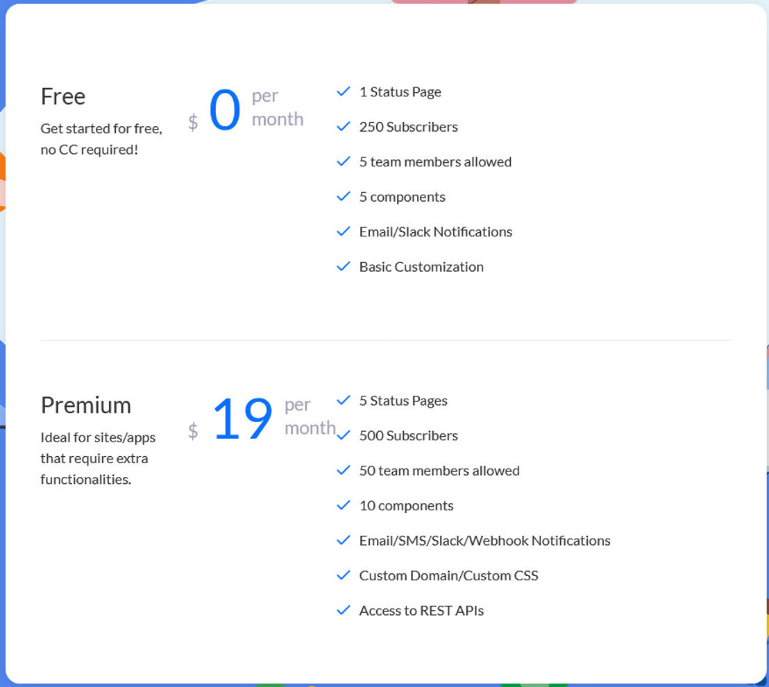 my-status-page pricing