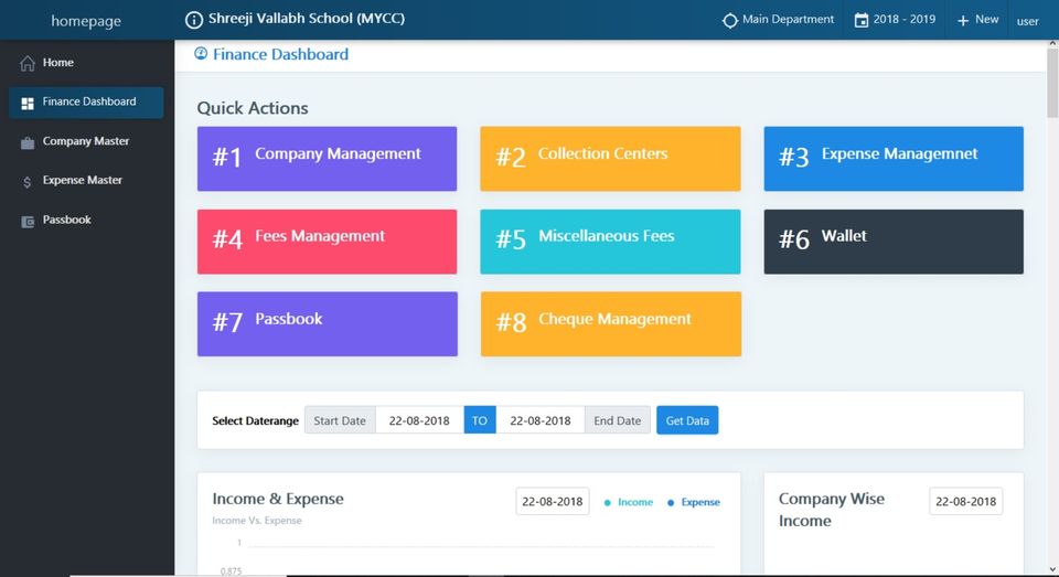 MyClassCampus : Finance Dashboard screenshot