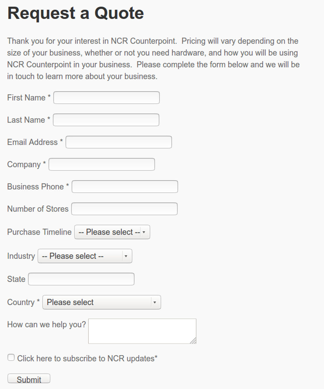 ncr-counterpoint pricing