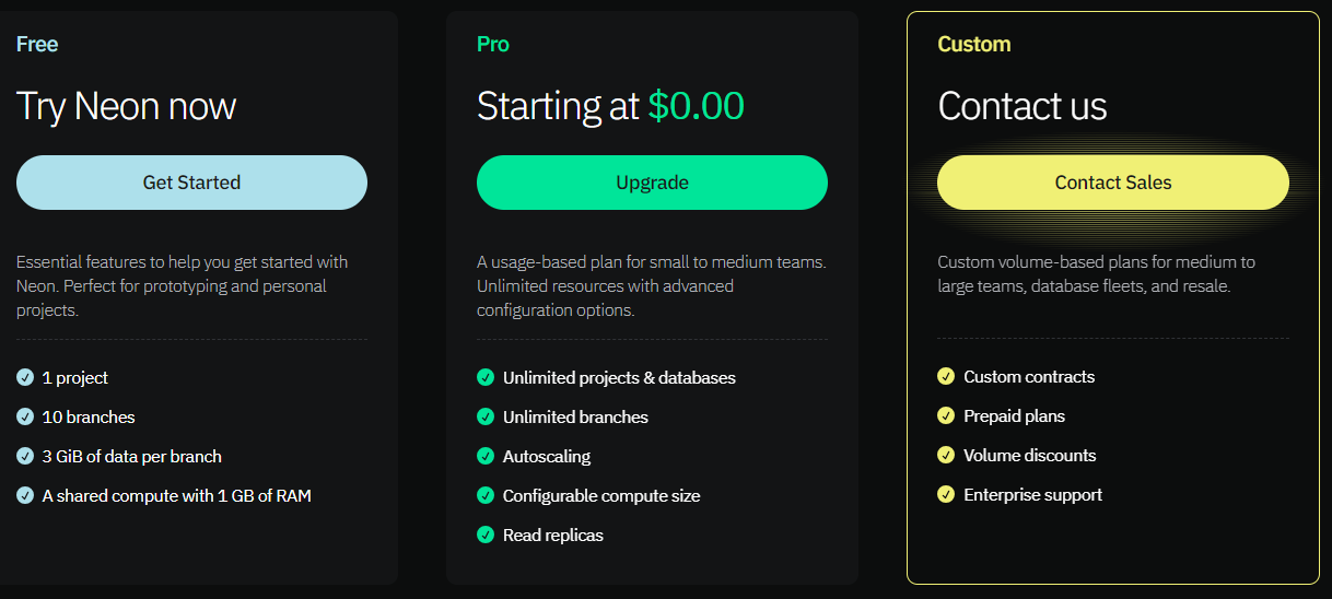 neon pricing