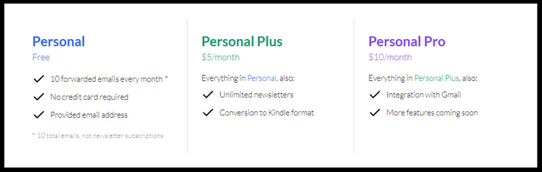 Newsletter to Kindle pricing