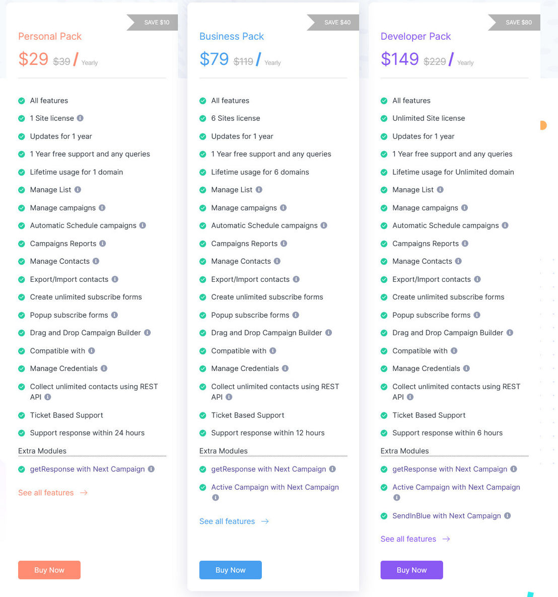 Next Campaign pricing