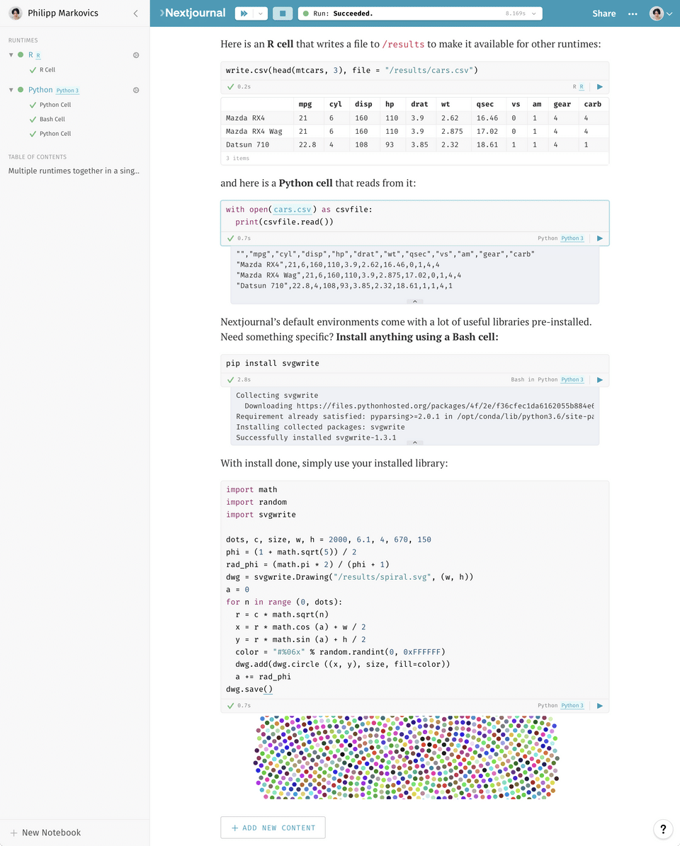 Nextjournal screenshot