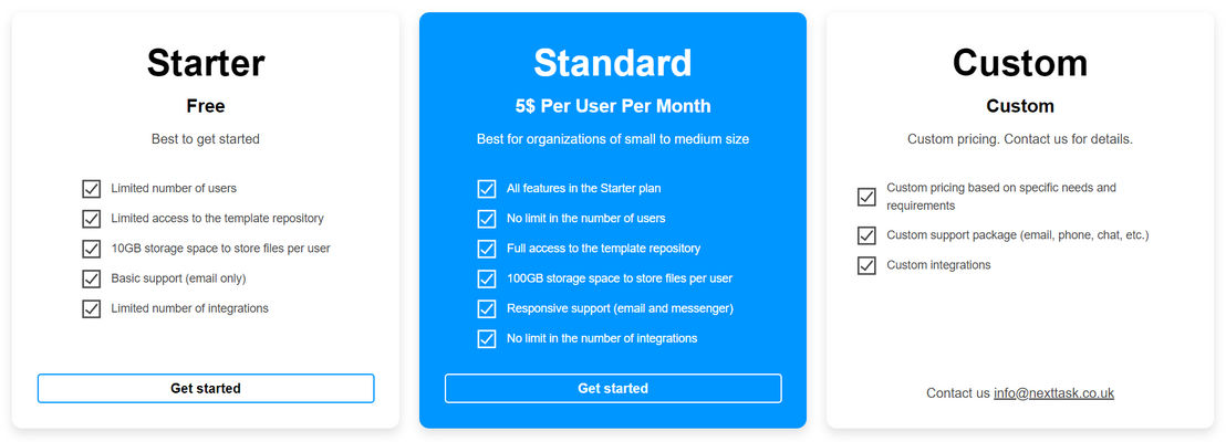 nexttask pricing