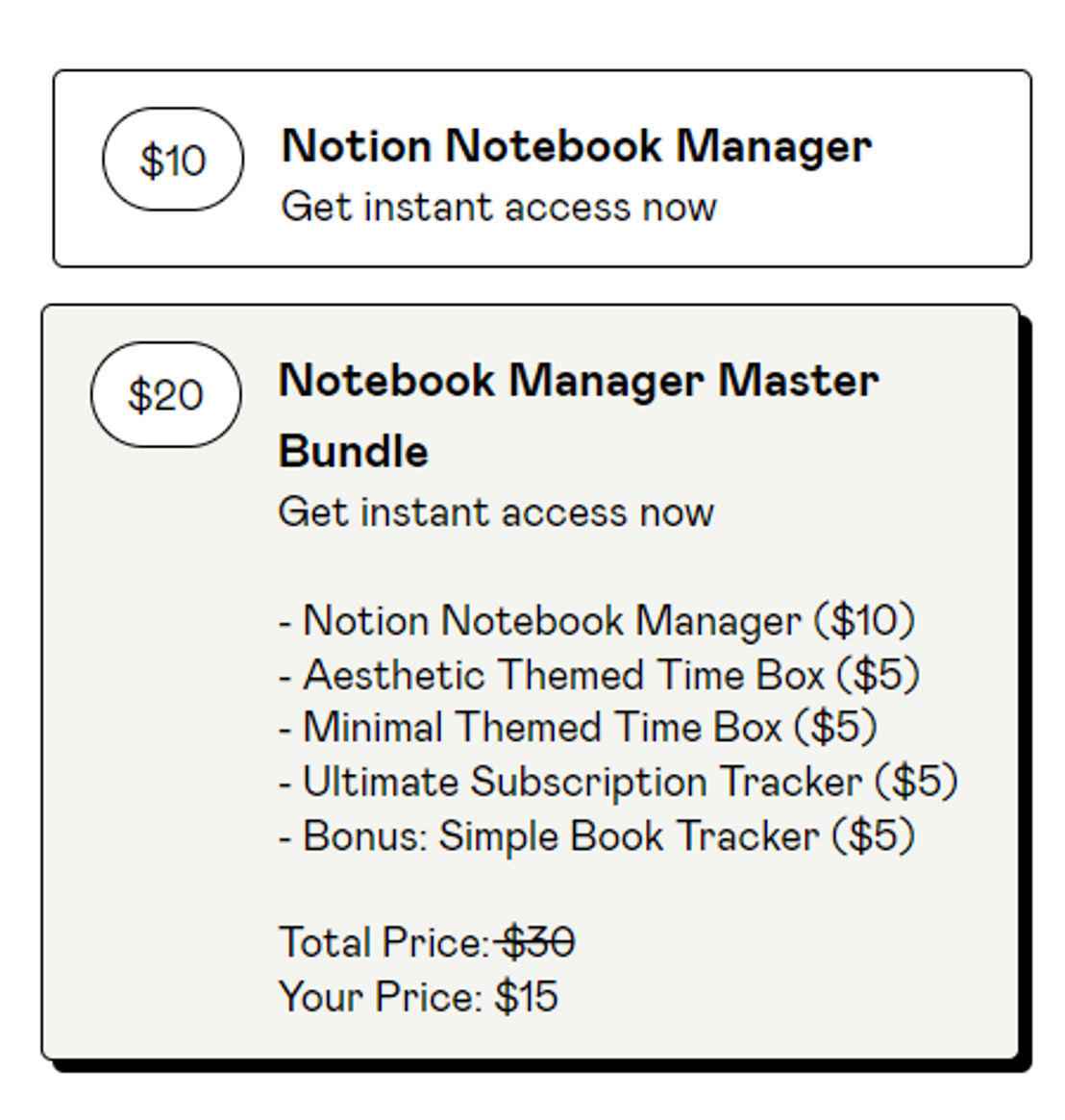 Notion Notebook Manager pricing