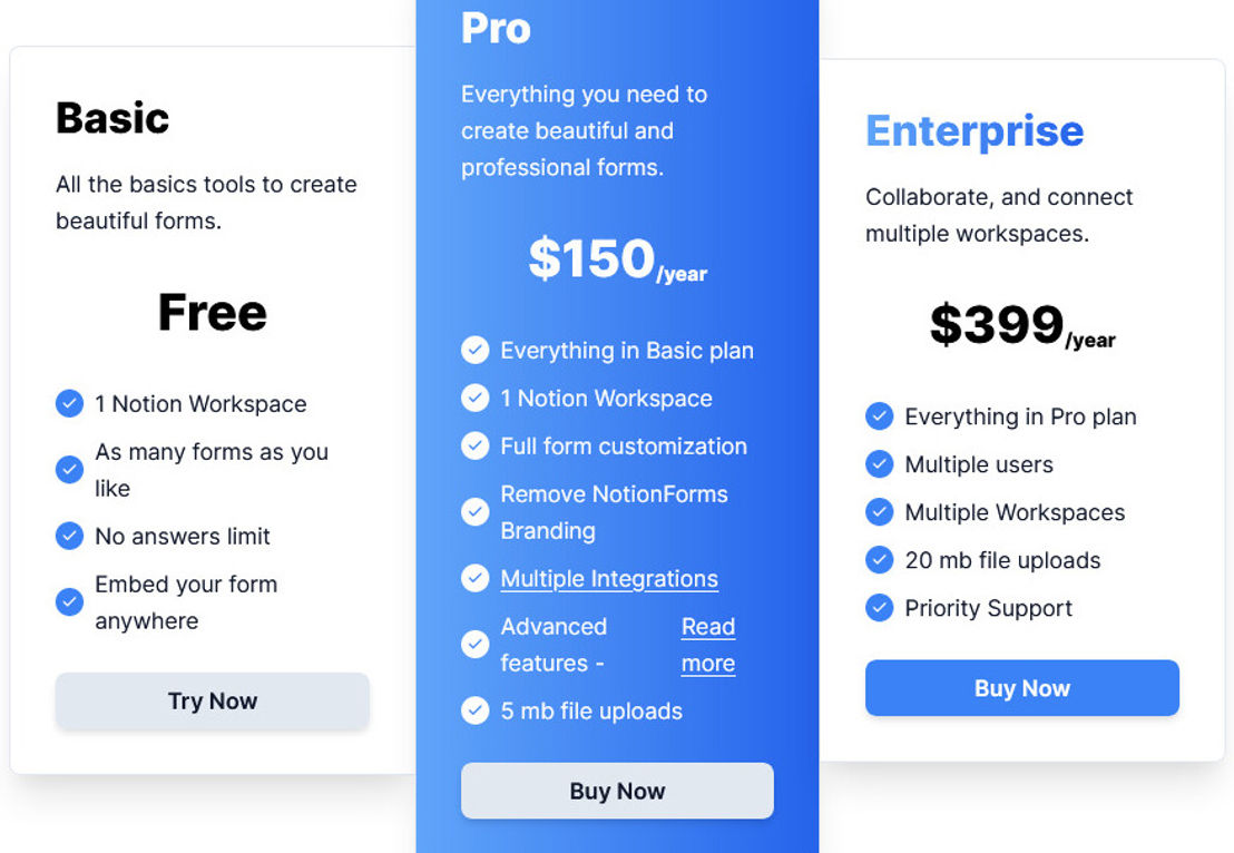 notionforms pricing