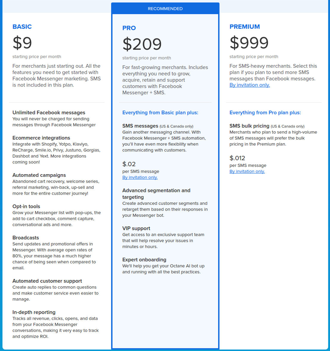 octane-ai pricing