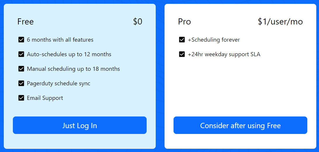 Oncall Scheduler pricing