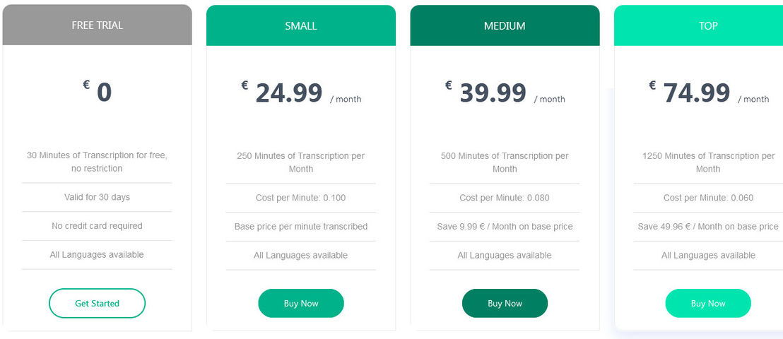 one-transcriber pricing