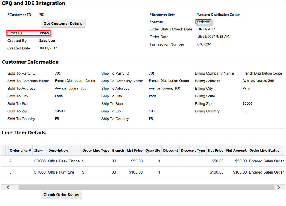 CPQ and JDE Integration