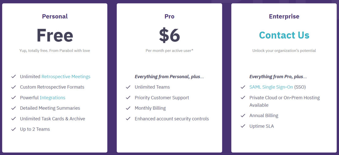 parabol pricing