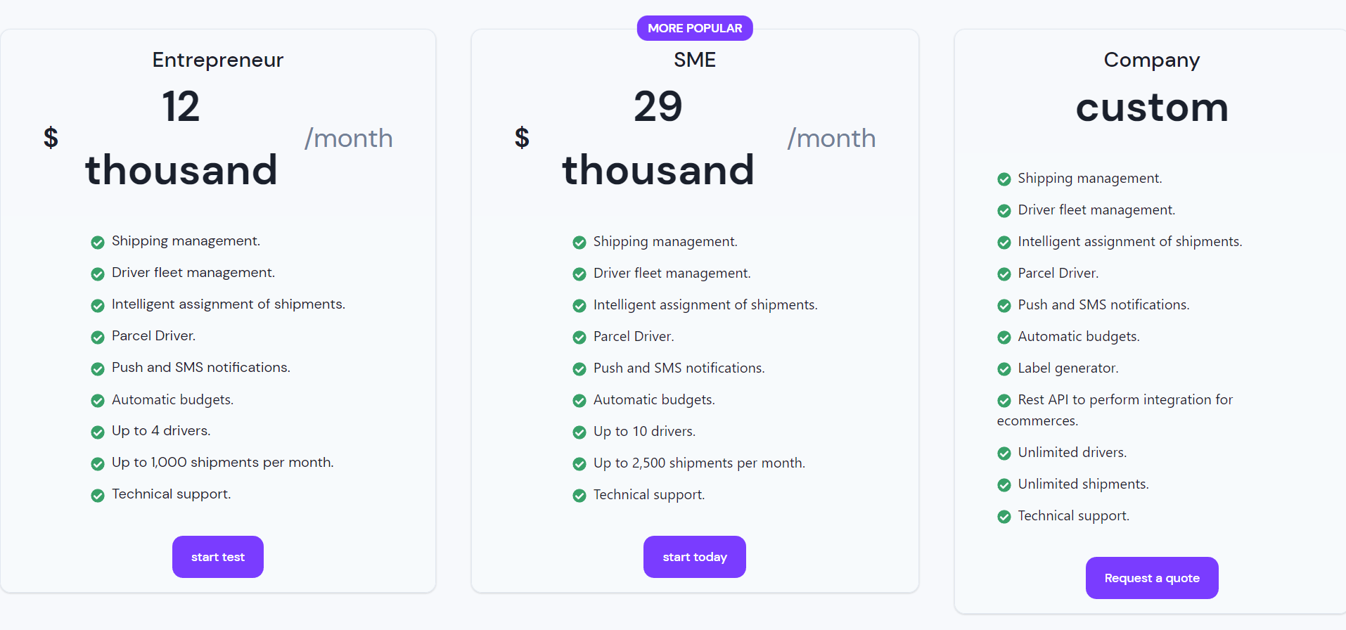 Parcel pricing