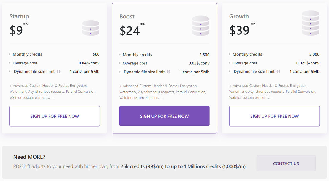 PDFShift pricing