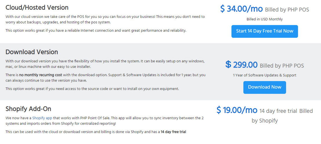 PHP Point of Sale pricing