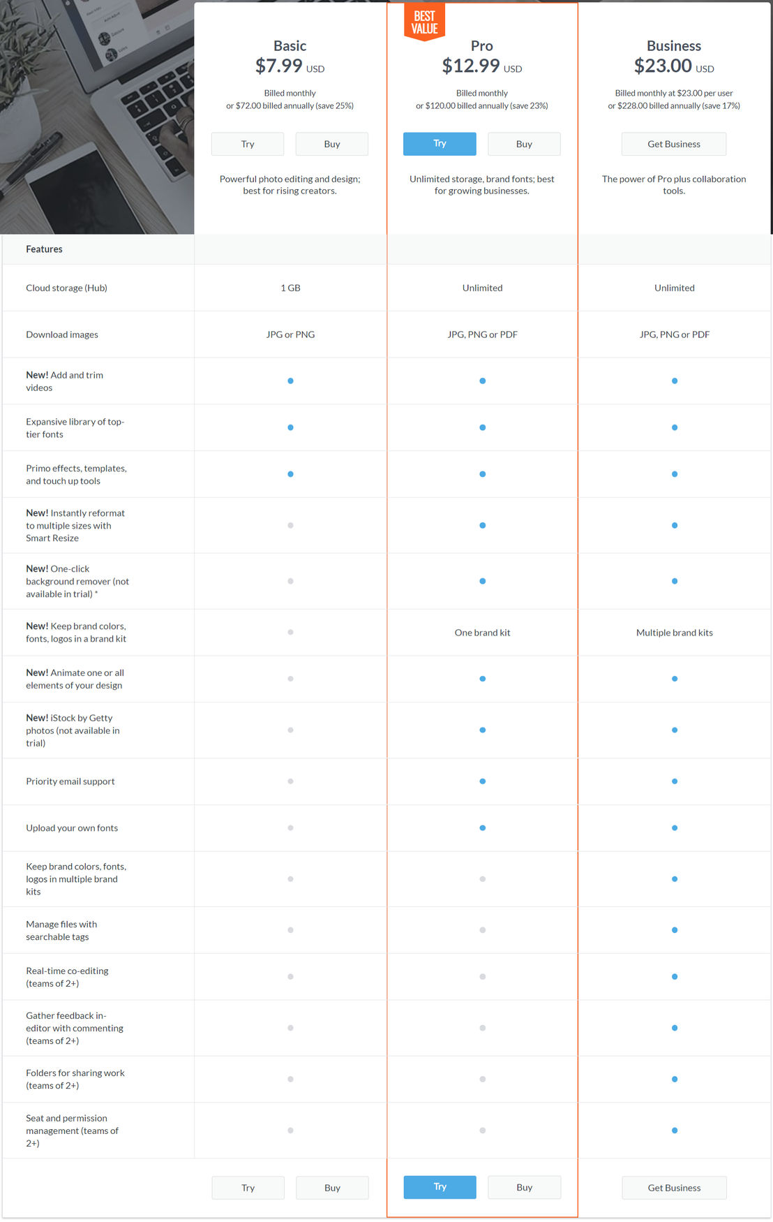 PicMonkey pricing