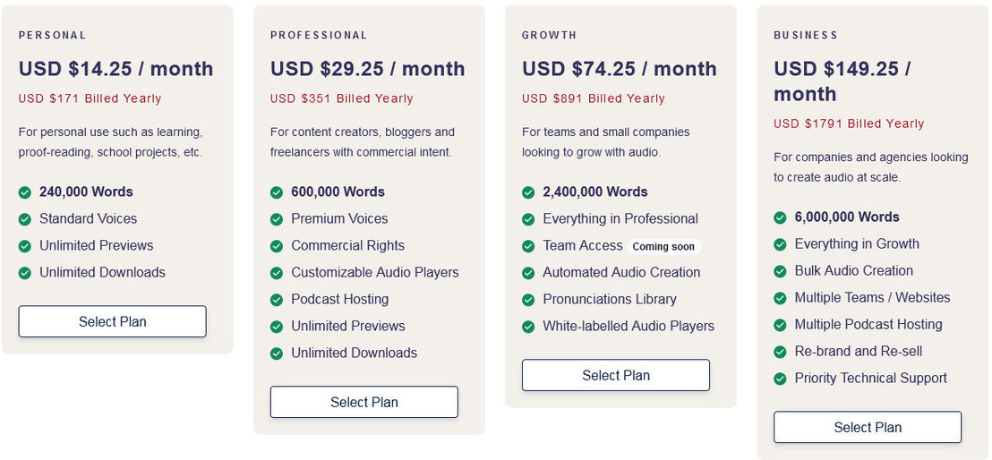 play-ht pricing