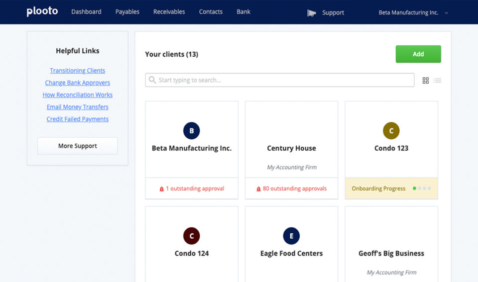 Plooto client dashboard