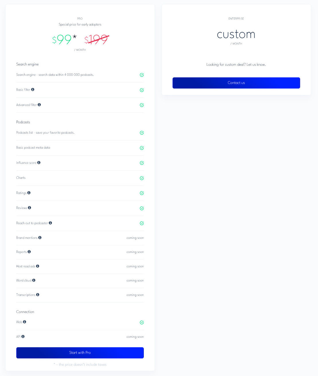 Podhash pricing