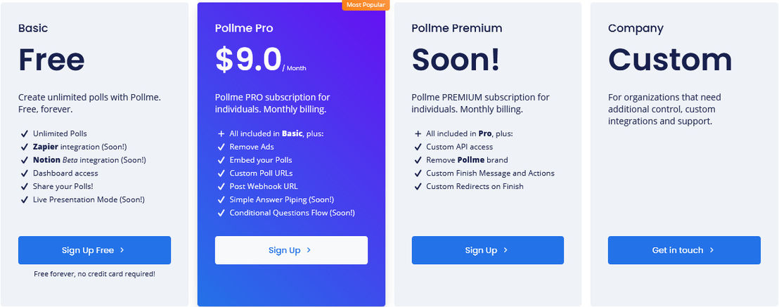 Pollme pricing