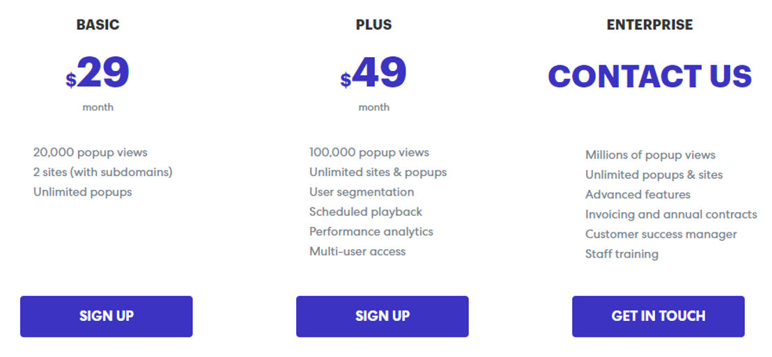 Popupular pricing