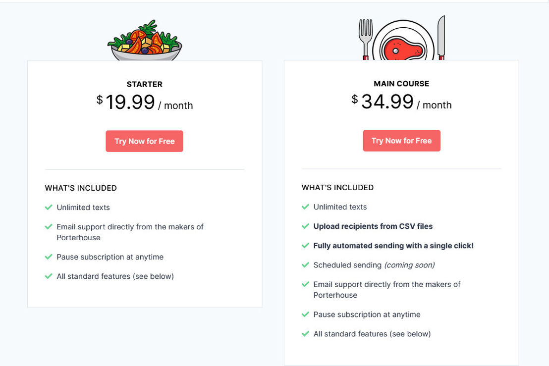 Porterhouse App pricing