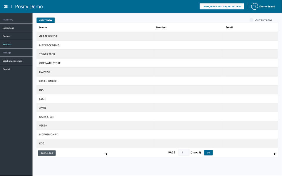 Posify : Vendor Management Screenshot