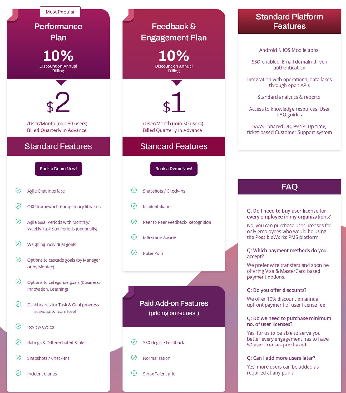 PossibleWorks pricing