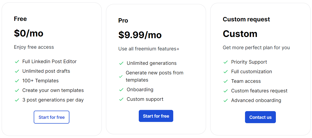 Postli pricing