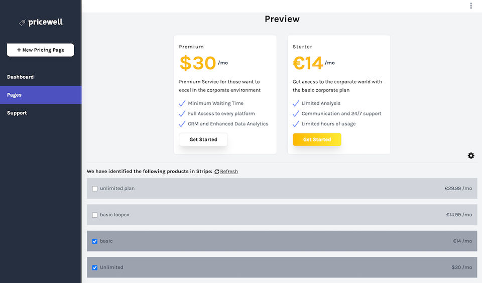 Pricing Pages