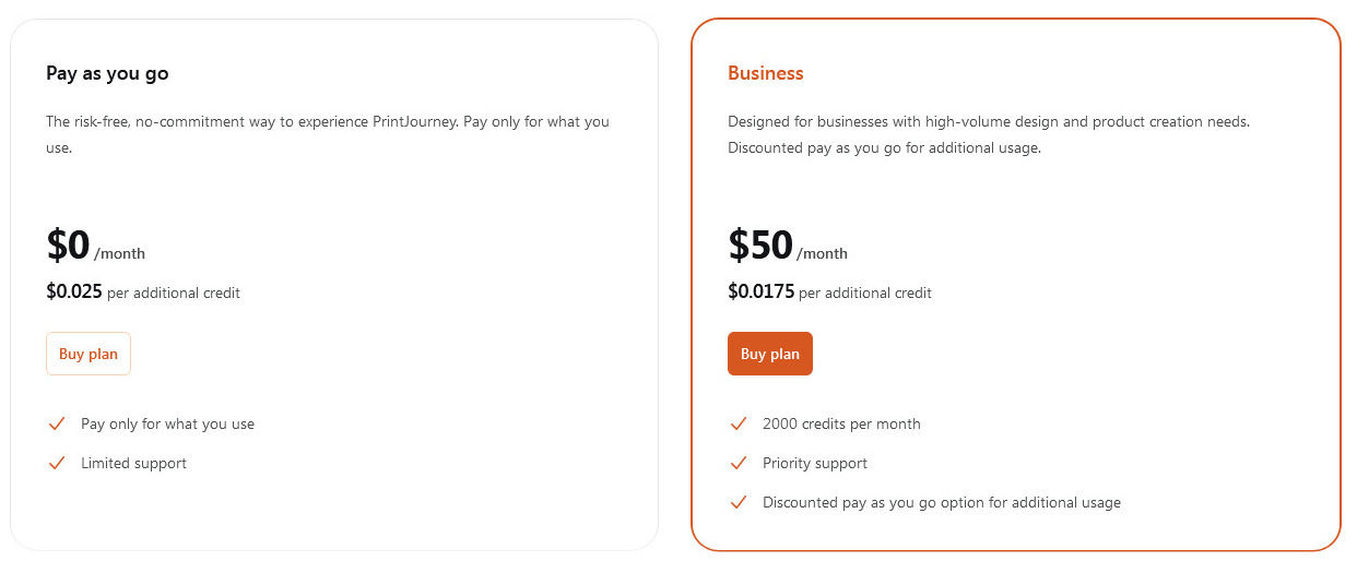 PrintJourney pricing