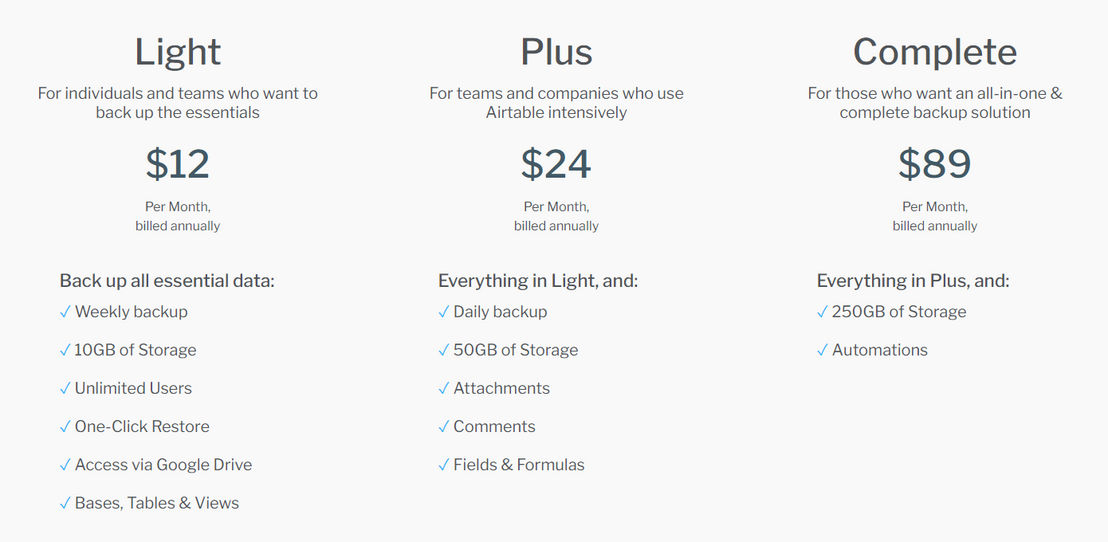 Pro Backup pricing