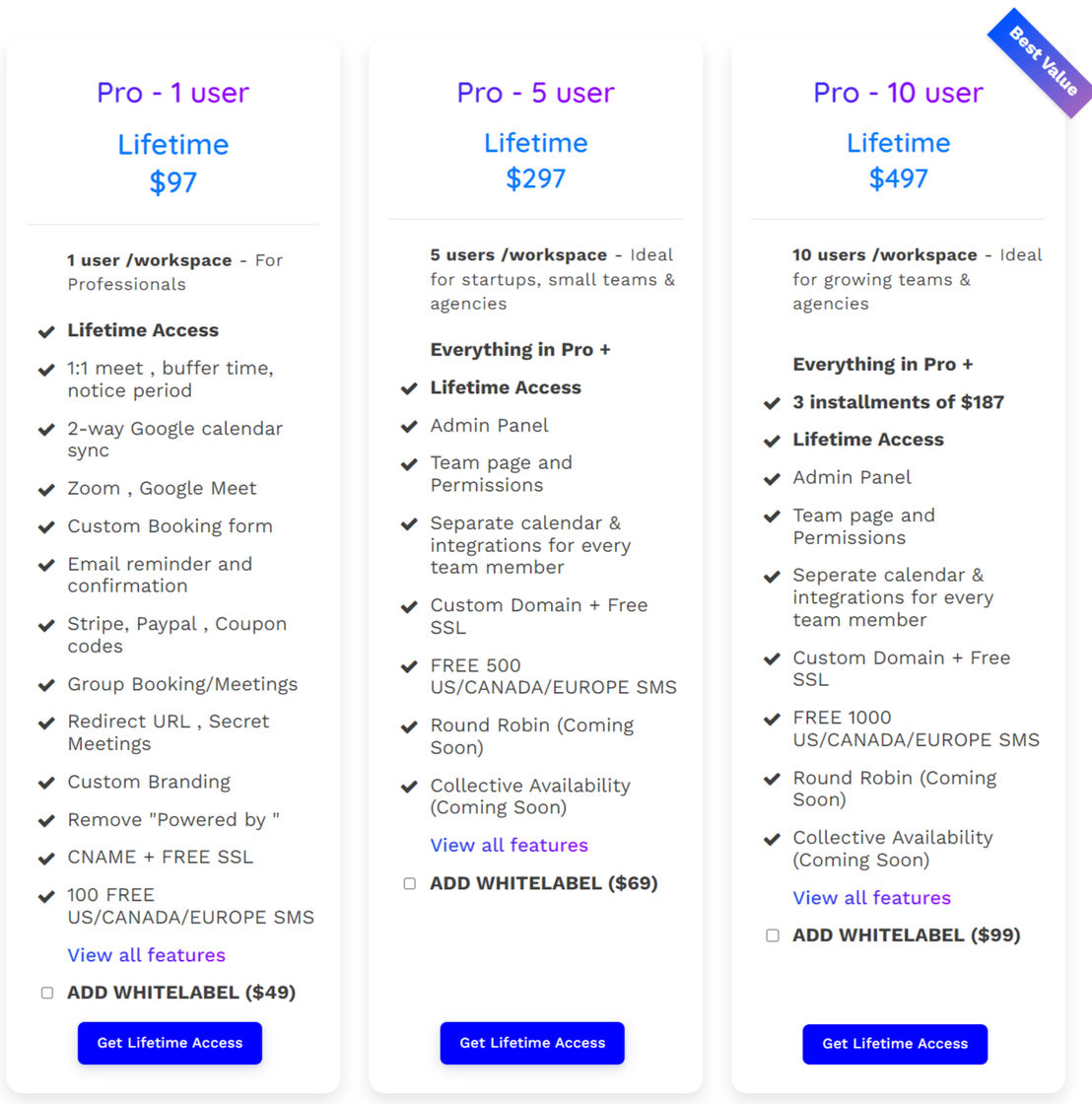 Probooking pricing