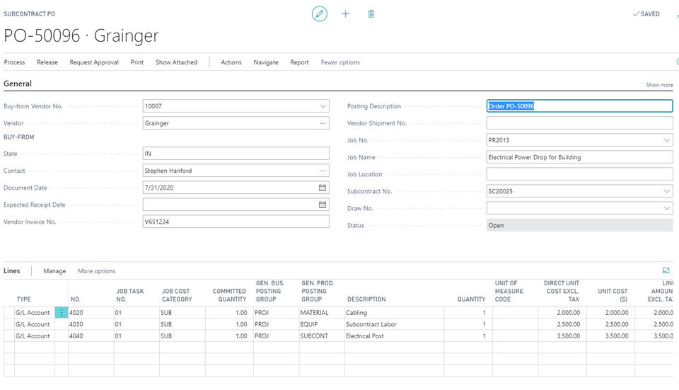 Job Purchasing and Procurement screenshot