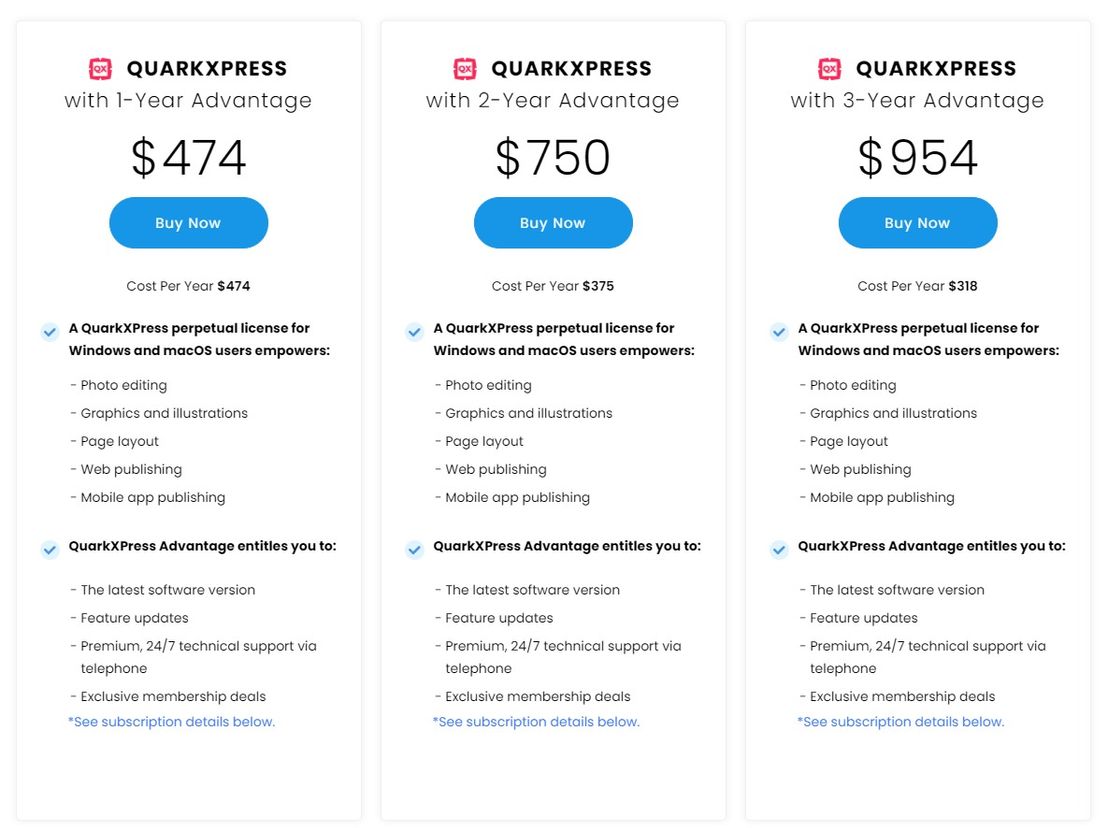 QuarkXpress pricing