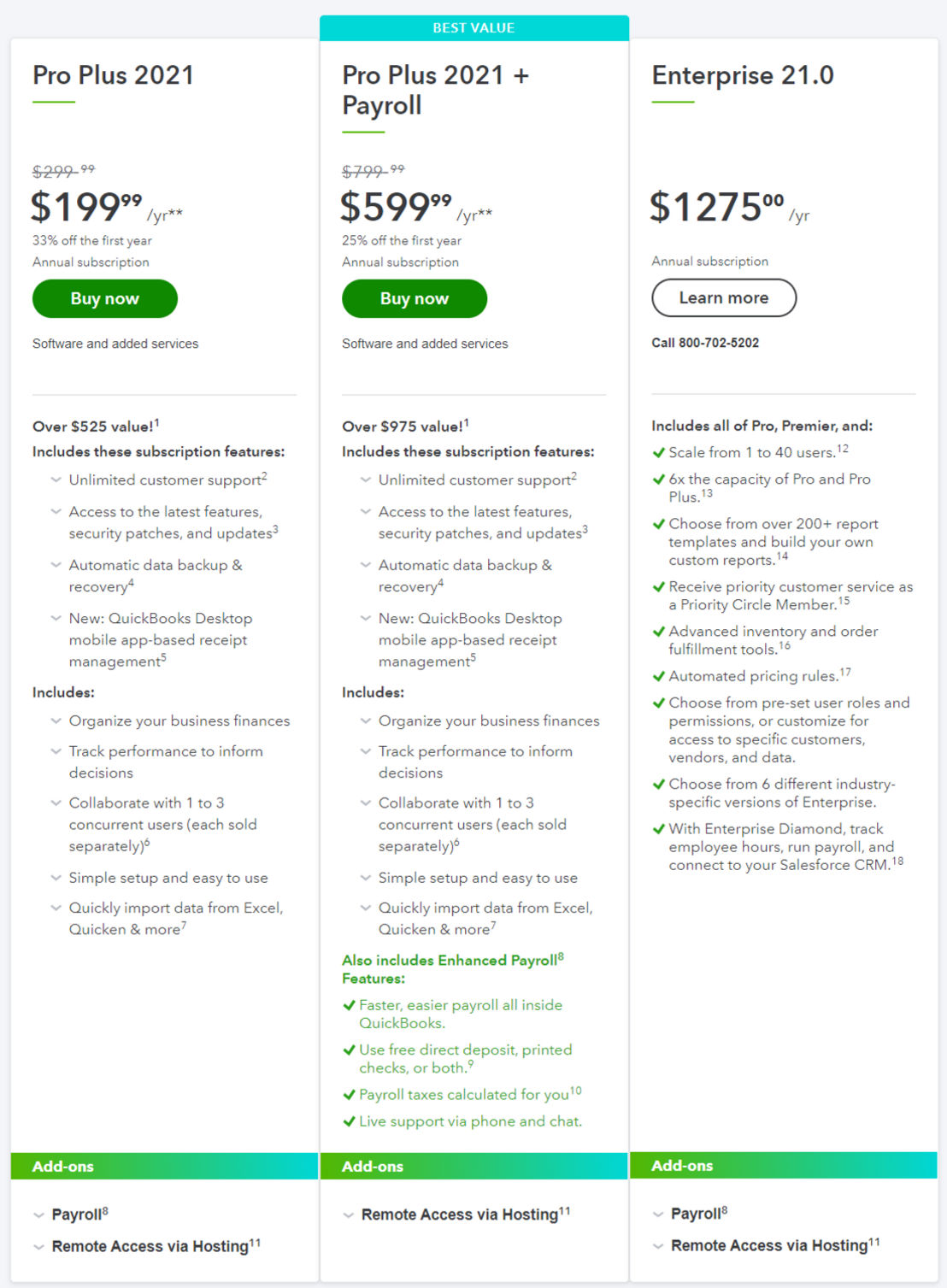QuickBooks Desktop Pro pricing