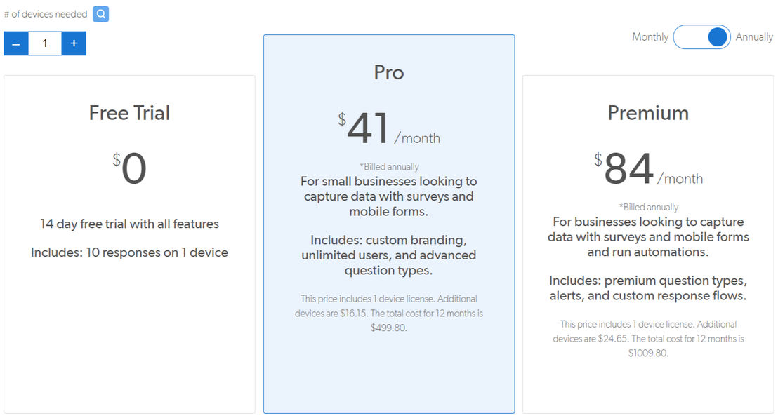 QuickTapSurvey pricing