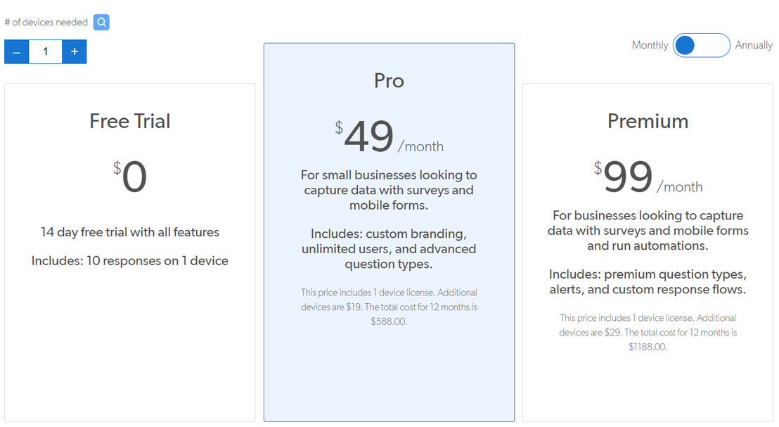 QuickTapSurvey pricing