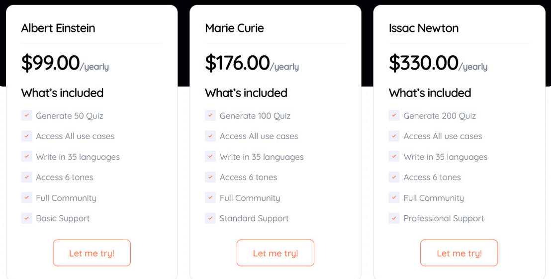 Quizbot pricing