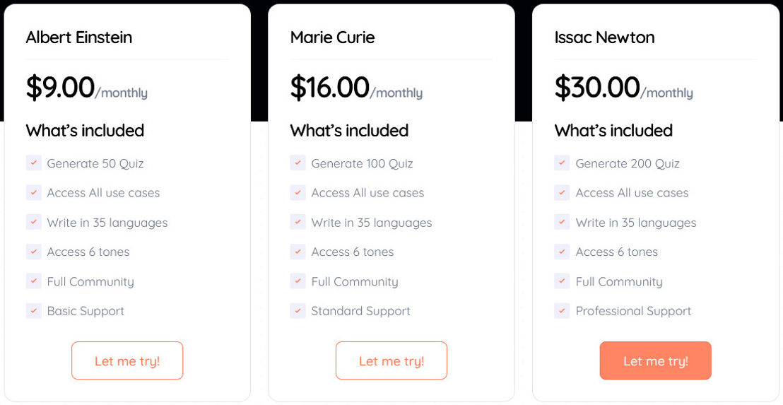 Quizbot pricing